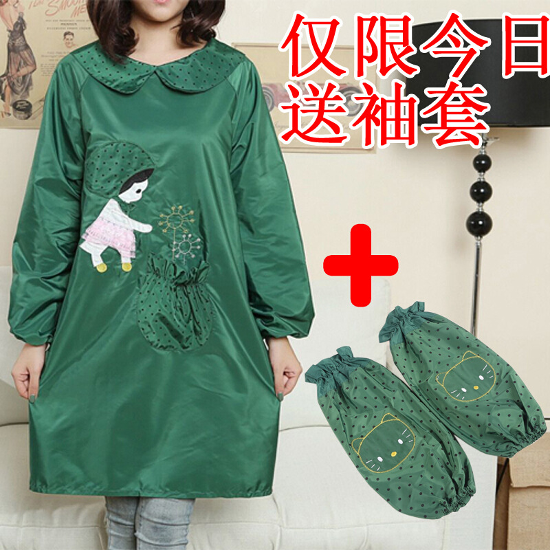 Estilo coreano de moda a prueba de aceite a prueba de agua de manga larga delantal pintura anti-vestirse monos de cocina mono adulto lindo