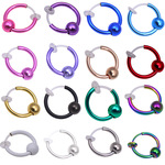 DIY透明无耳洞 弹杆夹式假耳环 弹簧耳圈小耳扣 彩色鼻环