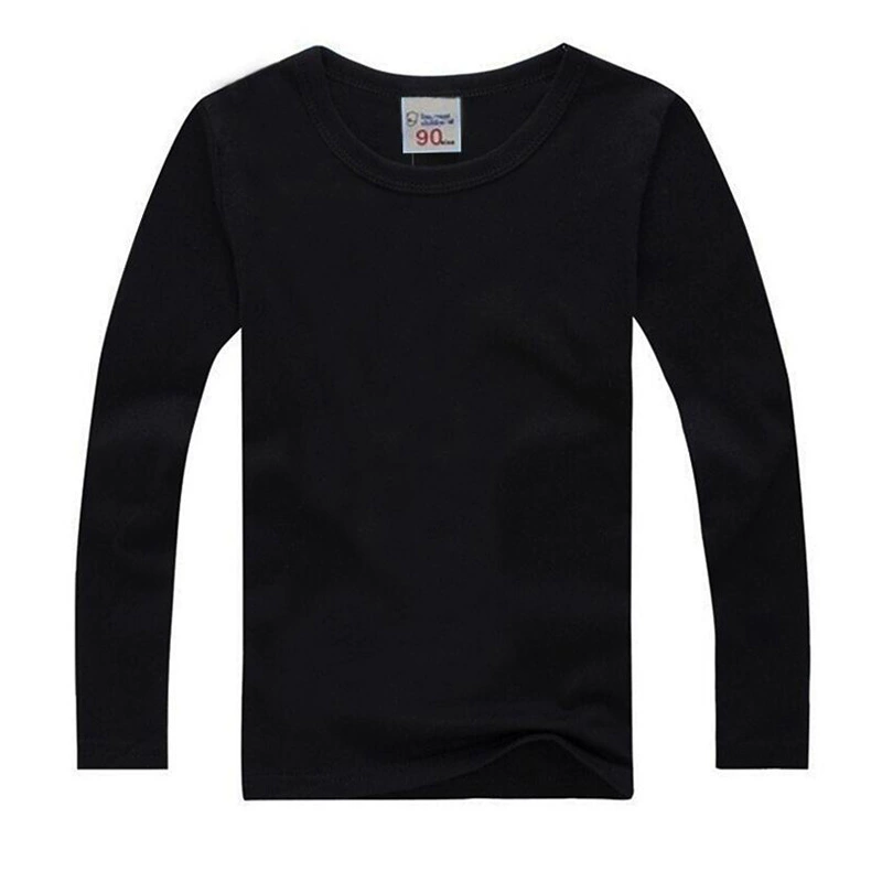 Children's Long-Sleeve Cotton T‑Shirt, School/Teen, Solid Colors, Sizes 80–190 cm (Autumn)