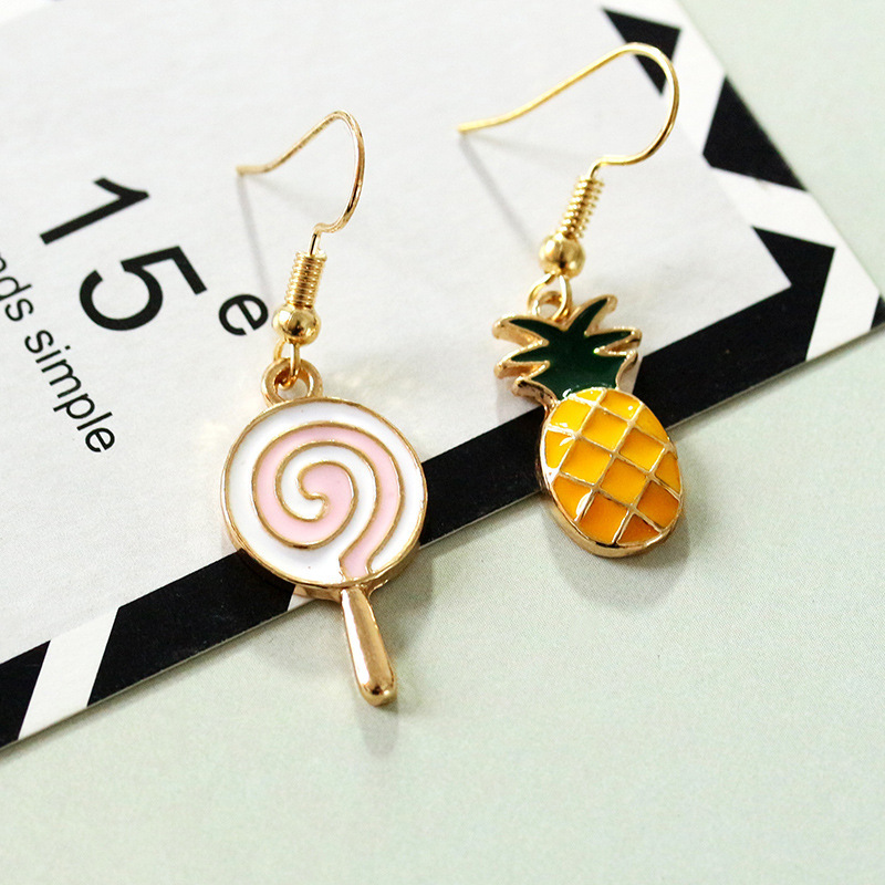 Fashion Pineapple Earrings Lollipop Earrings Handmade Oil Drip Craft Fruit Earrings display picture 5
