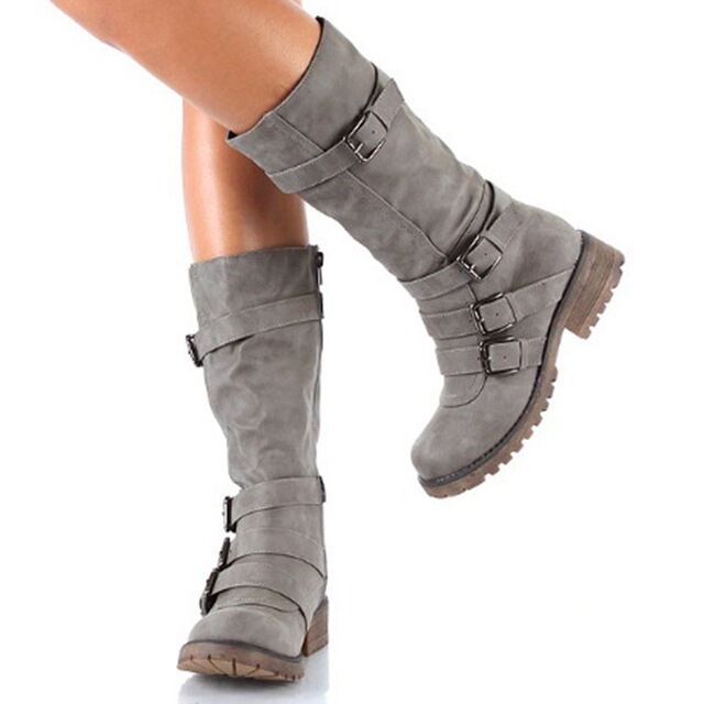 New Long Barrel Thick-heeled Women’s Boots Flat Bottom 