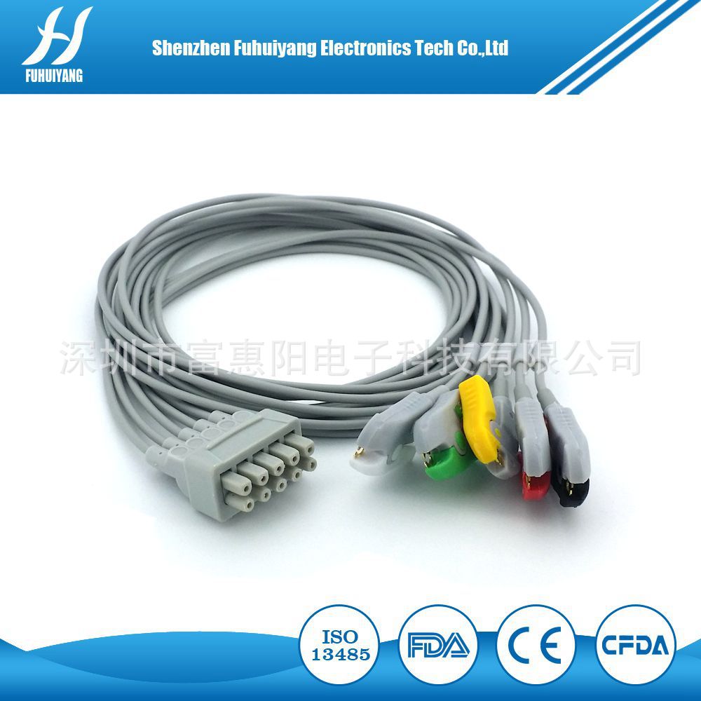兼容GE VS五导监护仪心电导联线  ，病人端心电导联线