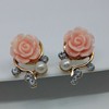 Accessory, fashionable earrings from pearl, Korean style, flowered, wholesale