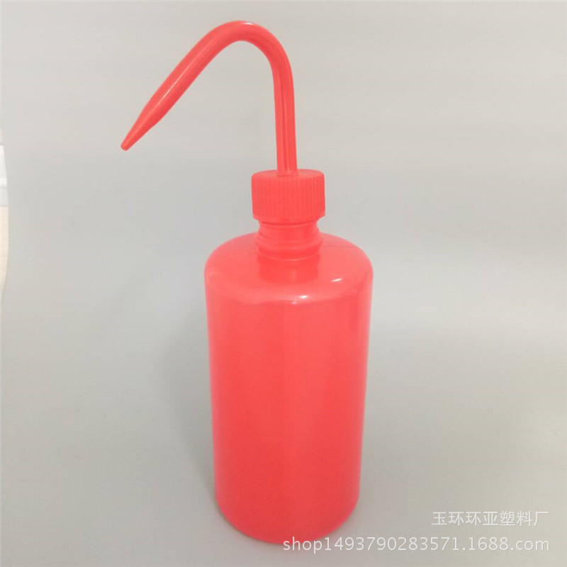 厂家PE弯头洗瓶500ml  红头洗瓶 塑料多肉壶 挤瓶 弯头瓶冲洗瓶