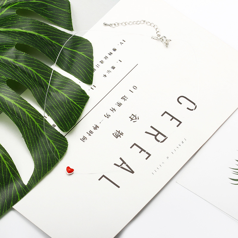 Sweet cute little red heart love necklace female drip oil red peach heart short necklace