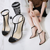 High heel transparent heel fish mouth thick heel sandals for women