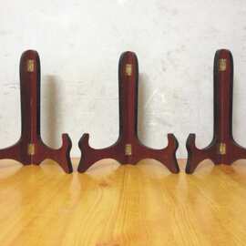 实木三角支架 平安扣支架 茶饼支架 普洱茶架 相框架炭雕支架