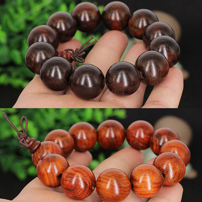 wholesale Laos Primary color Rosewood Hand string Beads bright red Rosewood Old material Parallel to the grain beads 108 Pieces Bracelets