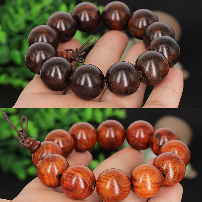 wholesale Laos Primary color Rosewood Hand string Beads bright red Rosewood Old material Parallel to the grain beads 108 Pieces Bracelets