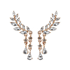 Women latin ballroom dance Jewelry popular leaf crystal water drop earrings