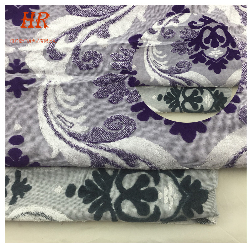 韩国绒沙发布绒布提花面料 大提花树叶花型全涤针织面料服装批发