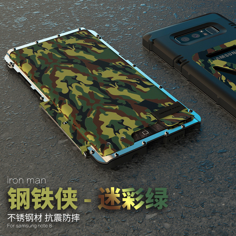 Armor King Iron Man Luxury Shockproof Stainless Steel Aluminum Metal Flip Case Cover for Samsung Galaxy Note 8