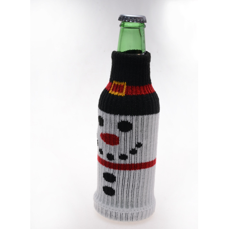 针织毛线酒瓶套 欧美热销圣诞酒瓶装饰套 针织套