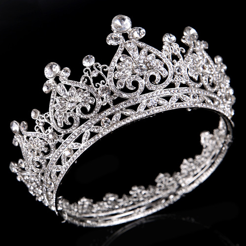 Foreign trade hot selling rhinestone crown full circle heart shaped crown bridal tiara hair crown bridal crown hair accessories wholesale