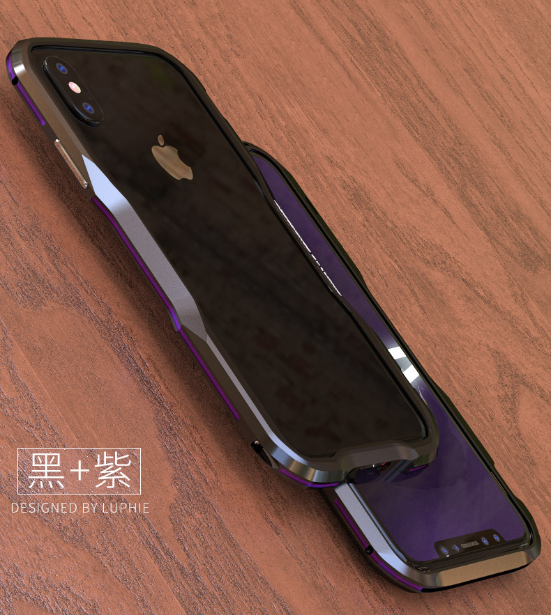 Luphie Bicolor Incisive Sword Slim Light Aluminum Bumper Metal Shell Case for Apple iPhone X
