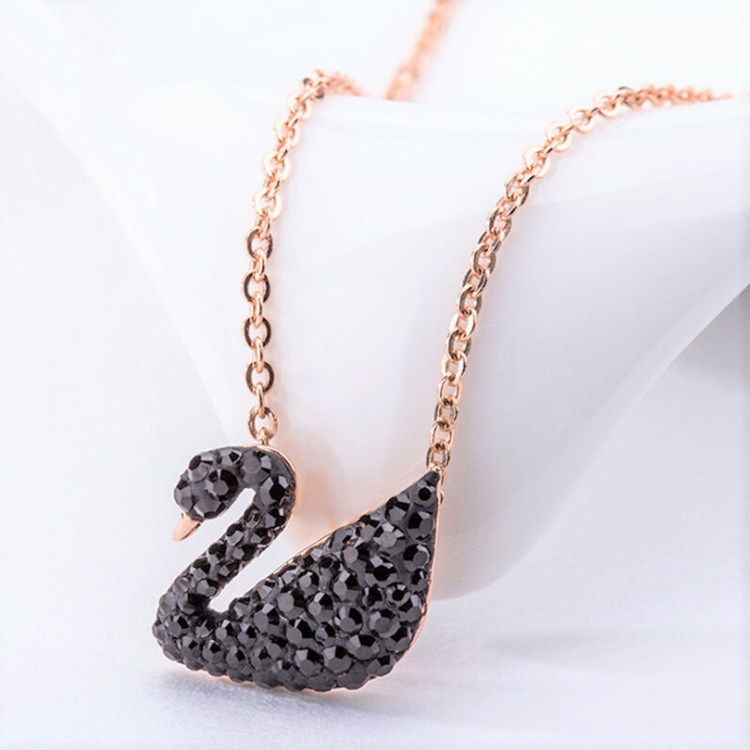 厂家定制 黑天鹅项链女纯银 s925 韩版银饰天鹅项链吊坠 一件代发