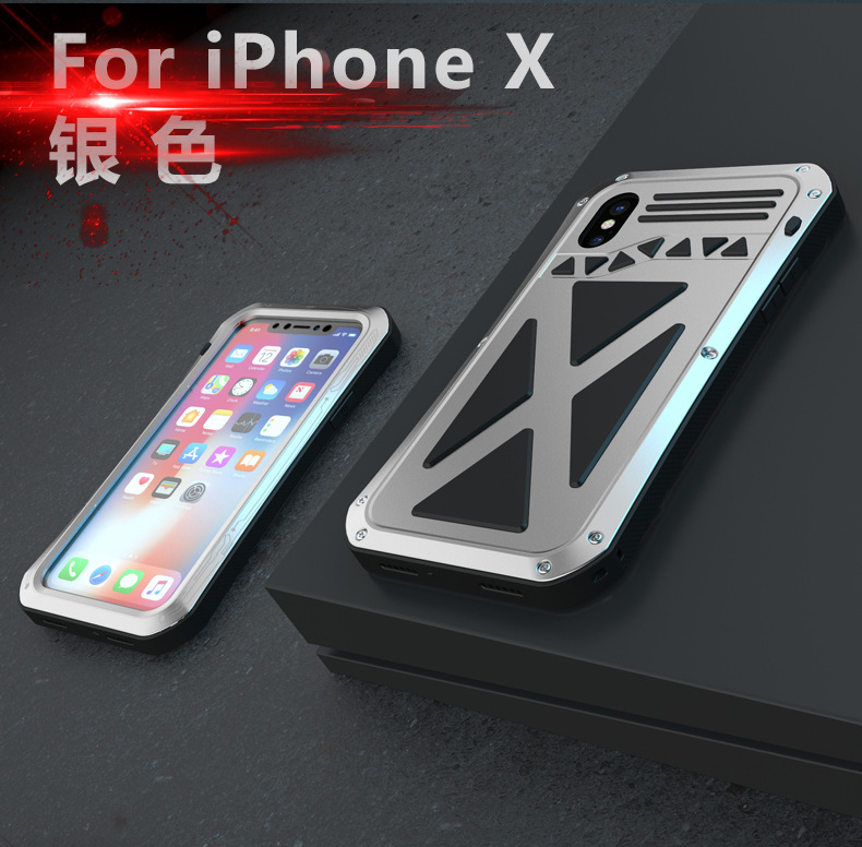 R-Just X-Men Superhero Slim Waist Stainless Steel Dirtproof Shockproof Heavy Duty Metal Case Cover for Apple iPhone X
