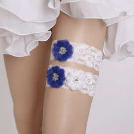 手工 钉珠花 高雅 新娘吊袜带 婚礼蕾丝配件 新娘大腿装饰