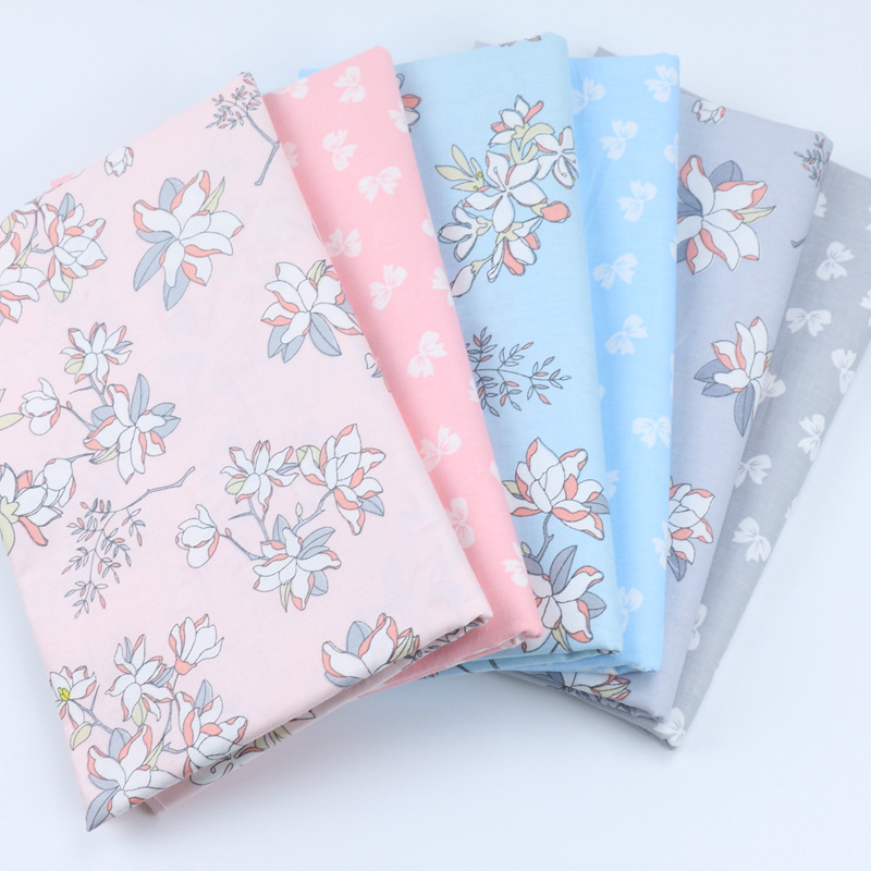 全棉印花布批发 田园小碎花蝴蝶结AB版布料 纯棉被套床单靠枕面料