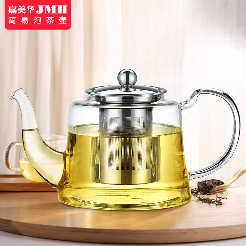 Jia Meihua thickening Heat Glass tea Flowers Teapot Pyrex Direct fire pot transparent Glass tea Teapot