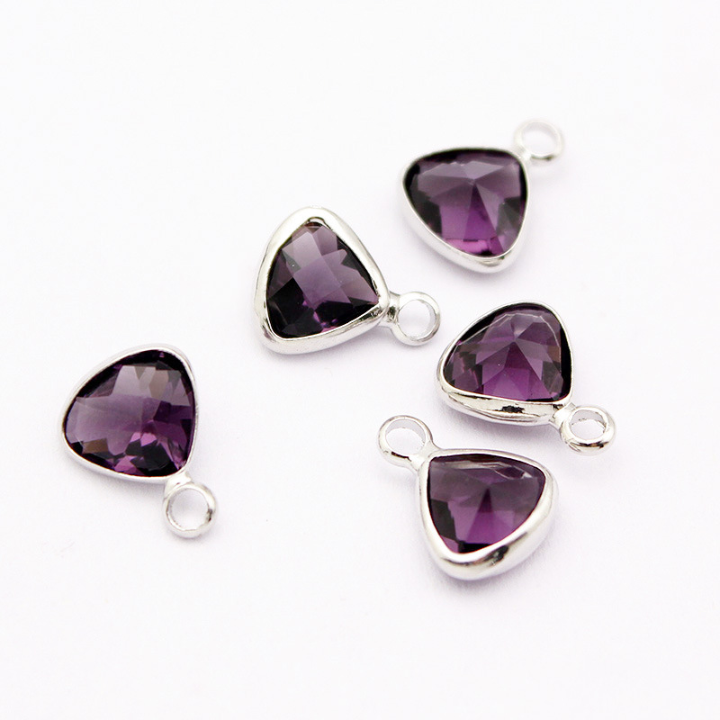 10 PCS/Package Diameter 8mm Alloy Birthstone Triangle Polished Pendant display picture 5