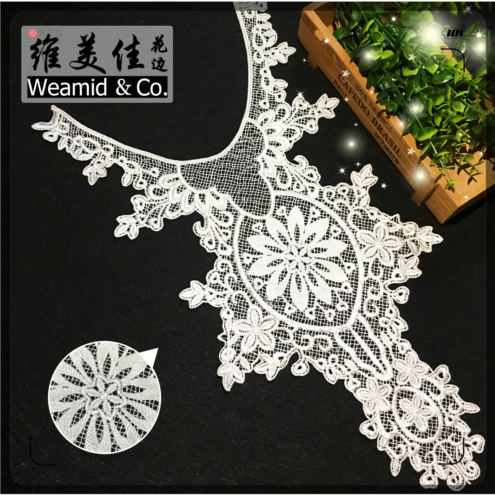 外贸婚纱晚礼服领花 高档镂空绣花蕾丝衣领 水溶刺绣涤纶丝领花