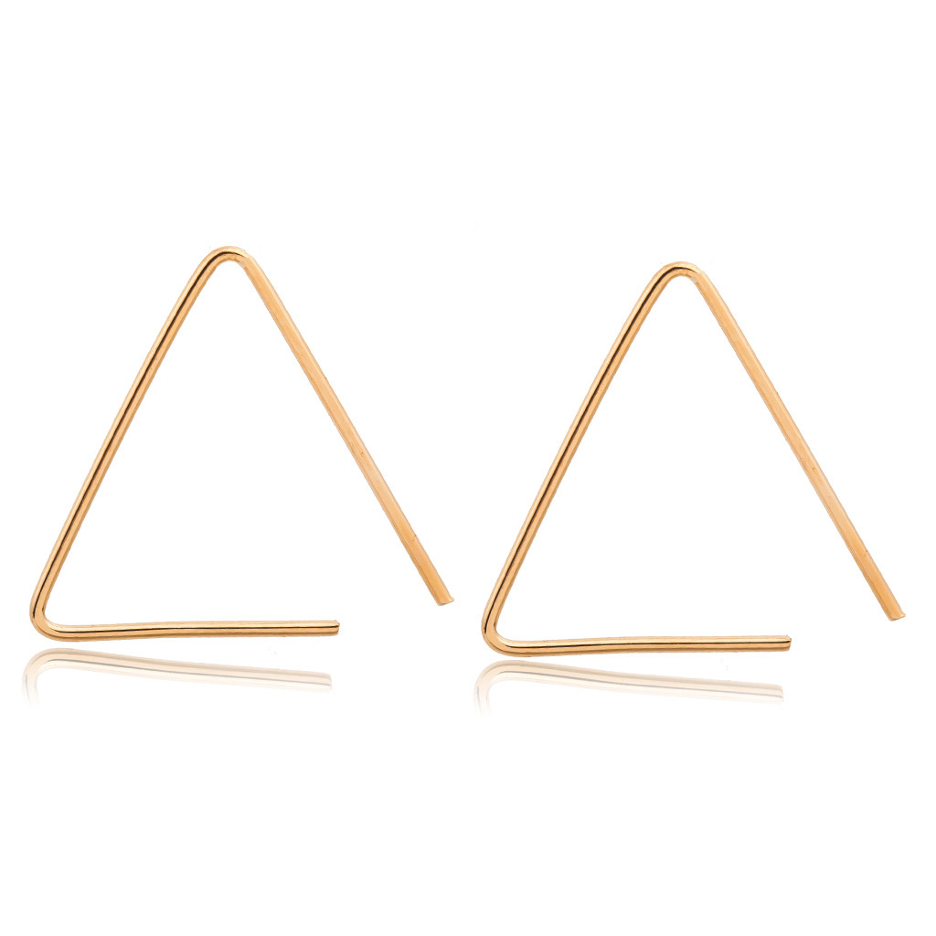 Simple Geometric Open Triangle Stud Earrings Gold Plated Silver Black Studs Wholesale display picture 16