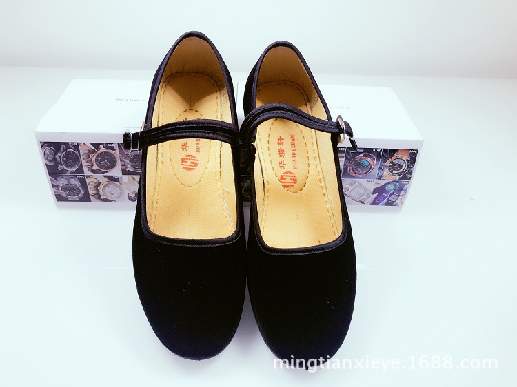 老北京布鞋平跟软底防滑工作鞋酒店礼仪黑色一代广场舞妈妈布鞋