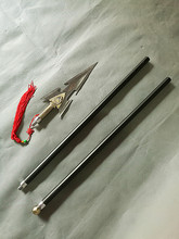 龙泉市市刀剑  十八般兵器 不锈钢 黑杆大号红缨枪 未开刃