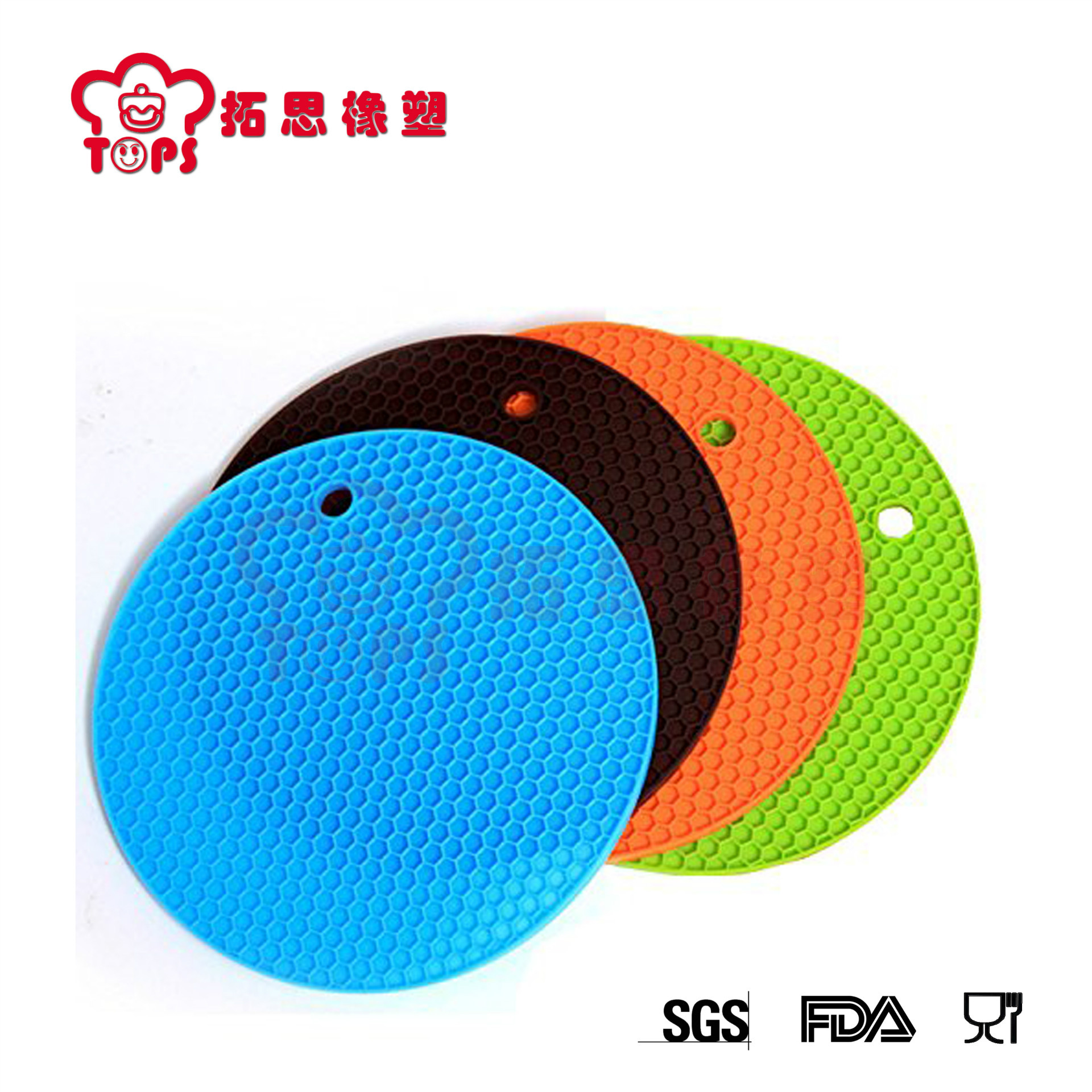 硅胶餐垫  硅胶防滑隔热垫 圆形加厚蜂窝形餐垫 硅胶锅垫