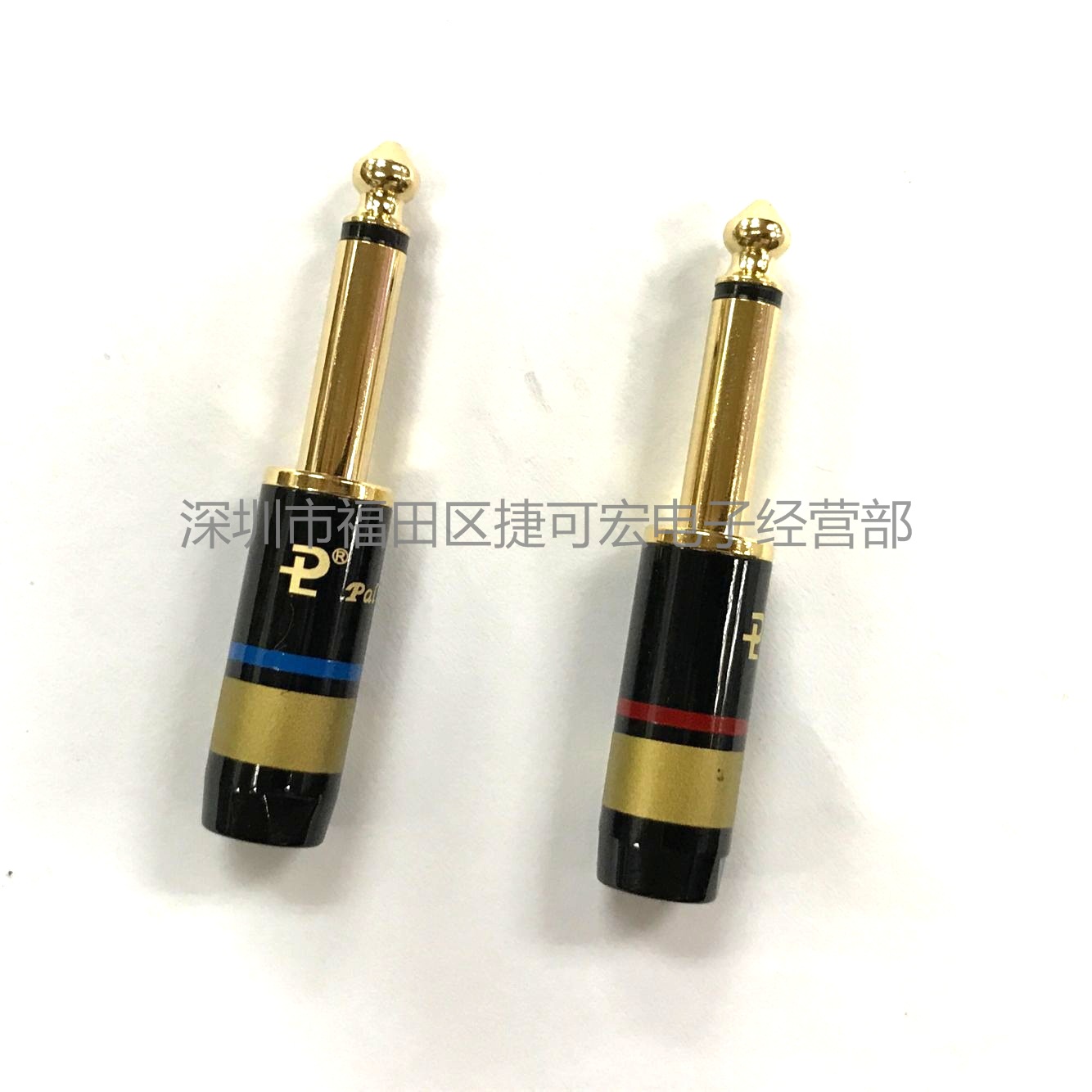 土豪金百威6.35单声道音频插头/百威6.35大二芯插头/卡拉OK插头