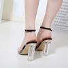 High heel transparent heel fish mouth thick heel sandals for women