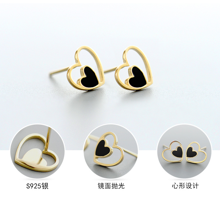 Nihaojewelry Korean Double Heart-shaped 925 Silver Earrings Wholesale Jewelry display picture 1