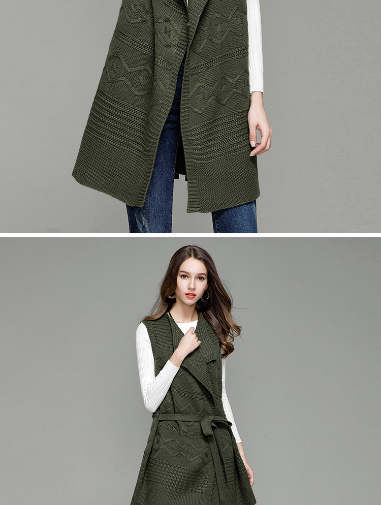 Sleeveless Belt Mid-length Knit Cardigan  NSYH51710