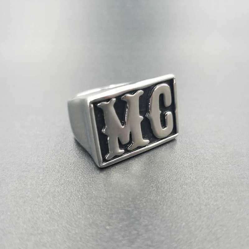 Letter Pattern Retro Letter Titanium Steel Enamel Men's Rings
