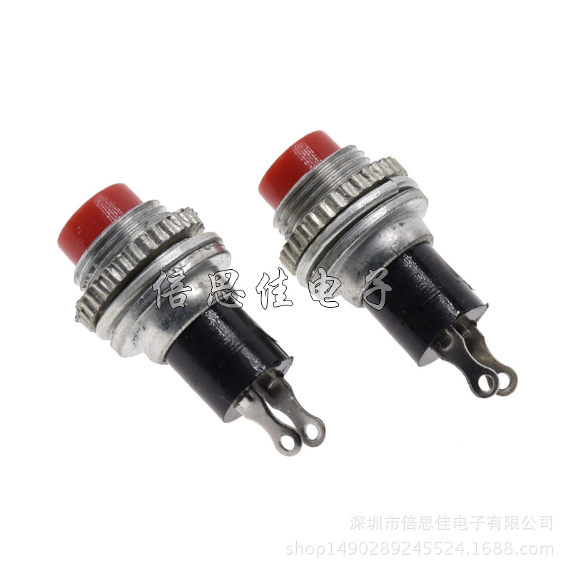红色按钮开关 点动开关 DS314 圆形按钮复位开关 无锁 安装孔10mm