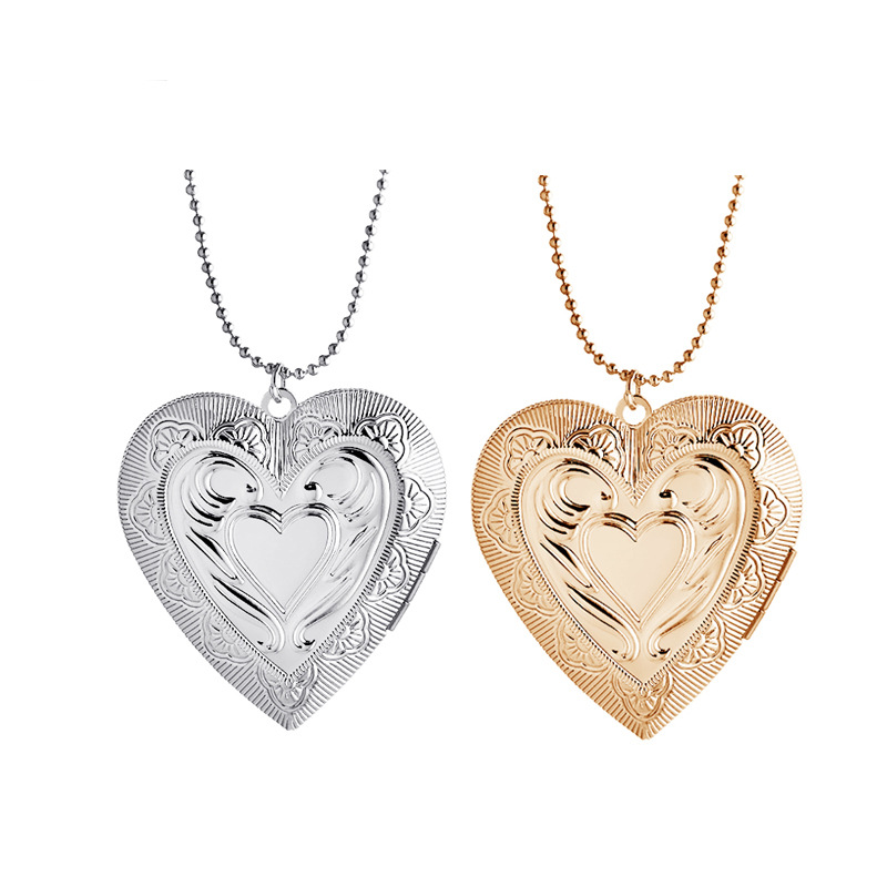 Copper Chain Material Copper Rose Gold Plated White Gold Plated Plating Heart Shape Locket Necklace