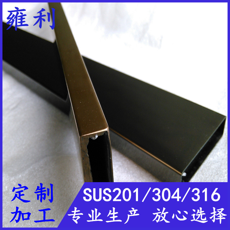 光面黑钛金不锈钢方管20*20、拉丝黑钢不锈钢方通22*22酒店装饰用
