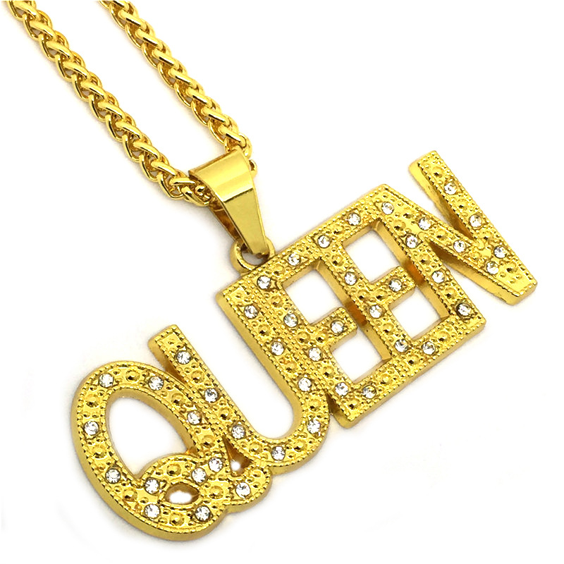 Wholesale Gold Queen Necklace Pendant Necklaces Gold Color Long QUEEN
