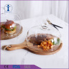 Factory direct selling glass cake pallet tall crystal glass fruit plate dump beads handle handbar cake cover