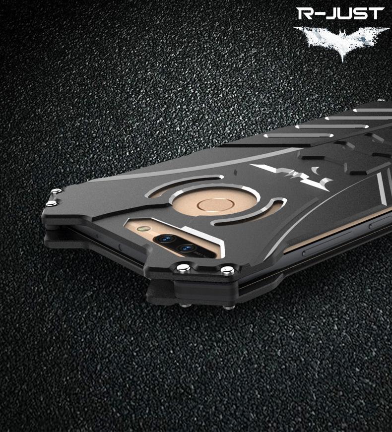 R-Just Batman Shockproof Aluminum Shell Metal Case with Custom Batarang Stent for Huawei Honor V9