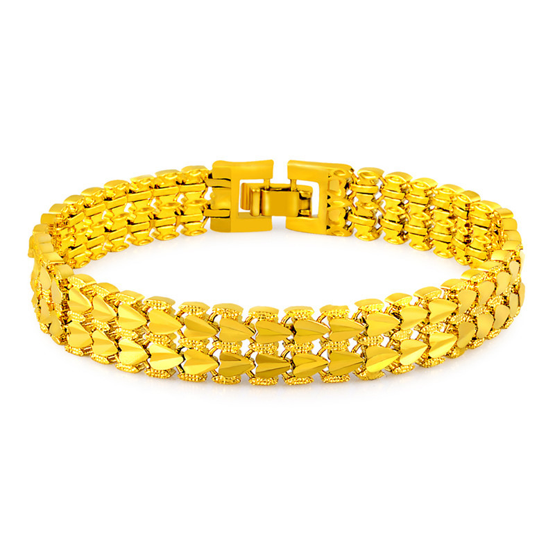 24K Gold Plated 12MM Full Sideways Snake Skin Strong Men Chain Bracelet GJH006