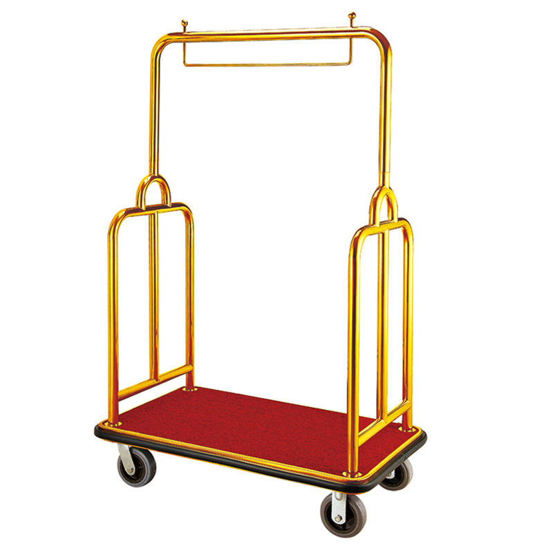 Xe đẩy khách sạn 4 bánh đẩy hành lý mạ vàng XDHL-3