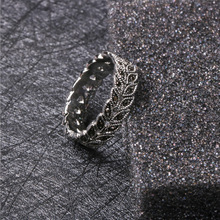 韩国小清新复古树叶子戒指 韩版时尚一圈钻麦穗个性戒子环