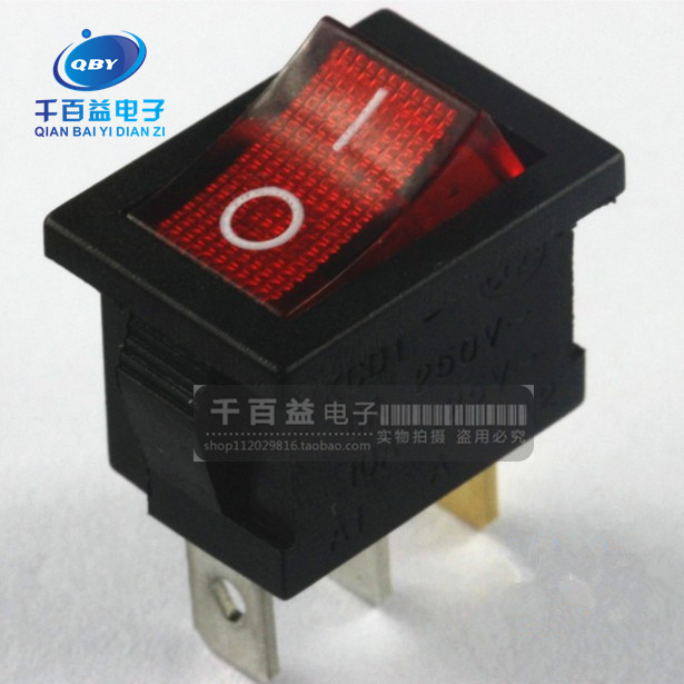 中号船型开关 船型开关 黑色 带灯 三脚 铜脚