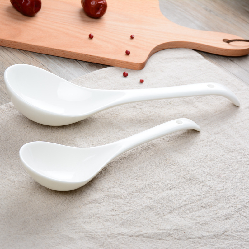 Factory wholesale White Ceramic spoon Tablespoon The noodle shop Face spoon customized LOGO Restaurant hotel Spoon