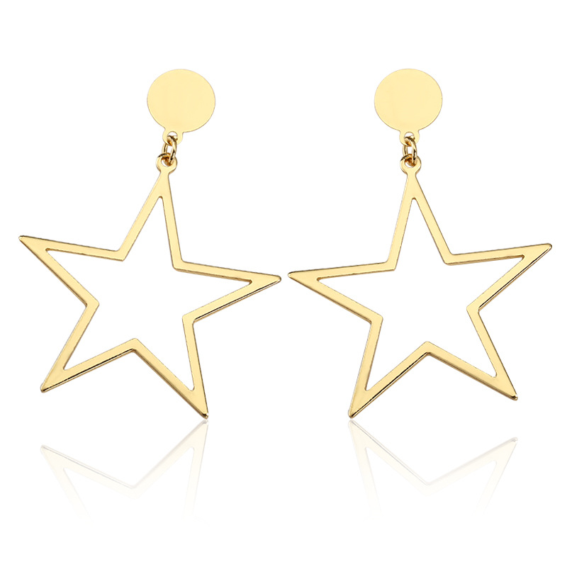 Européen Et Américain Populaire Personnalisé Accrocheur Creux Pentagram Boucles D'oreilles Gouttes Pour Les Oreilles Géométrique Ronde Gâteau Oreille Goujons Boucles D'oreilles Usine En Gros display picture 2