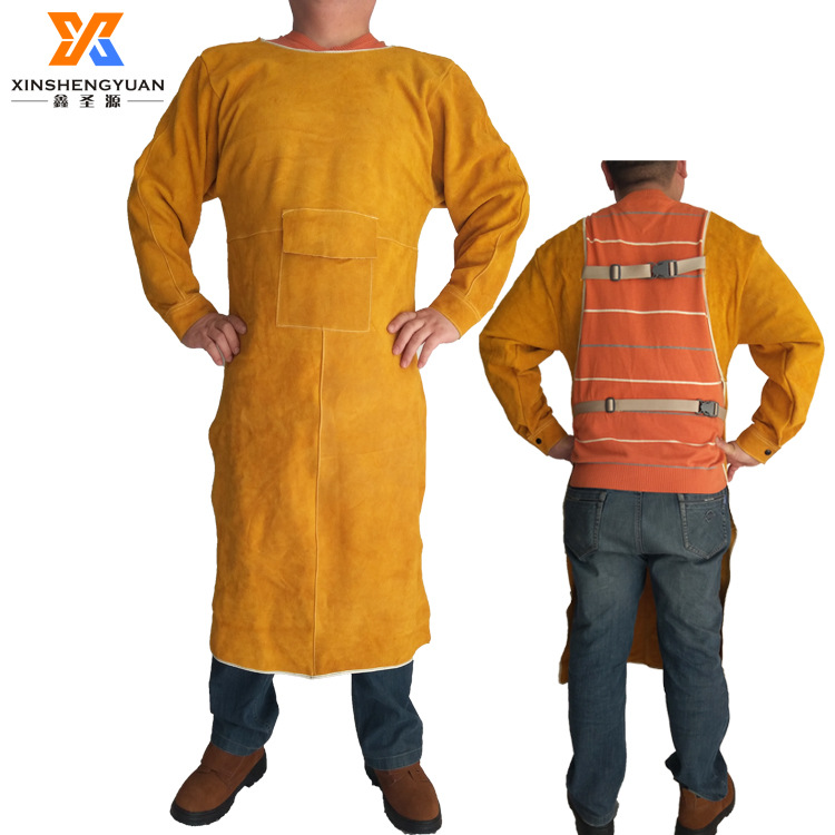 厂家直供牛皮电焊防护服防阻燃焊接皮围裙焊工专用隔热防烫工作服|ms