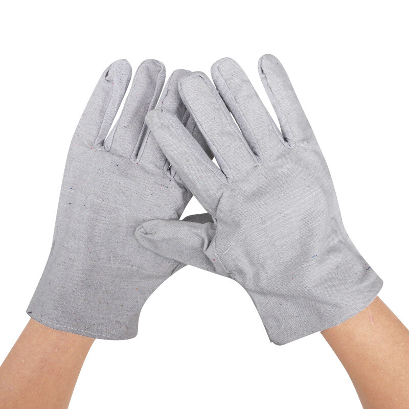 谋福 双层帆布劳保手套 加厚耐磨带内衬机械 焊工手套