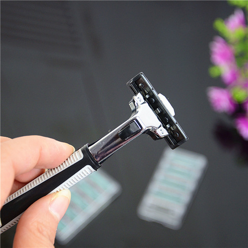 Street stall supply 9.9 yuan sales, stainless steel manual double-layer razor blade, 1 blade holder, 10 blades, razor